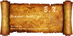 Bunder Noémi névjegykártya